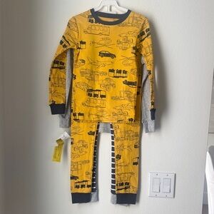 Carter's Yellow and Black Transportation Print Pajama Set - 2 pairs